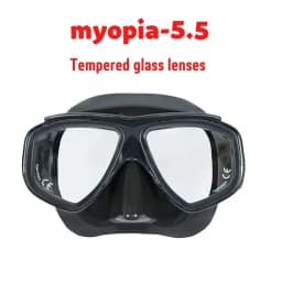 Adult Prescription Scuba Diving Mask Myopia with Tempered Glass Antifog Spray, Silicone Skirt, Clear Black