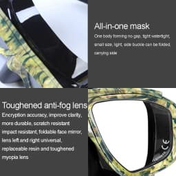 Adult Prescription Scuba Diving Mask Myopia with Tempered Glass Antifog Spray, Silicone Skirt, Clear Black