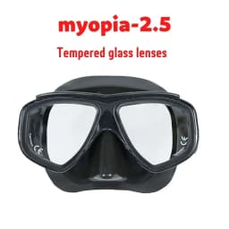 Adult Prescription Scuba Diving Mask Myopia with Tempered Glass Antifog Spray, Silicone Skirt, Clear Black