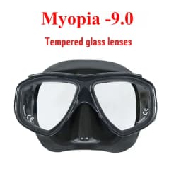 Adult Prescription Scuba Diving Mask Myopia with Tempered Glass Antifog Spray, Silicone Skirt, Clear Black