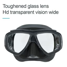 Adult Prescription Scuba Diving Mask Myopia with Tempered Glass Antifog Spray, Silicone Skirt, Clear Black