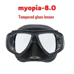 Adult Prescription Scuba Diving Mask Myopia with Tempered Glass Antifog Spray, Silicone Skirt, Clear Black