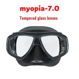 Adult Prescription Scuba Diving Mask Myopia with Tempered Glass Antifog Spray, Silicone Skirt, Clear Black