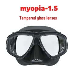 Adult Prescription Scuba Diving Mask Myopia with Tempered Glass Antifog Spray, Silicone Skirt, Clear Black