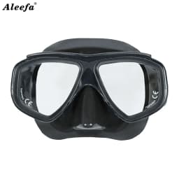 Adult Prescription Scuba Diving Mask Myopia with Tempered Glass Antifog Spray, Silicone Skirt, Clear Black