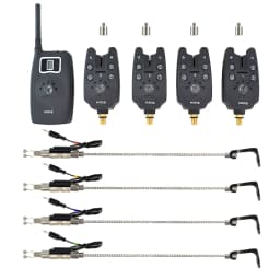 Wireless fishing bite alarm 1+4 set with 4pcs illuminated swinger in EVA case for carp fishing B1203S