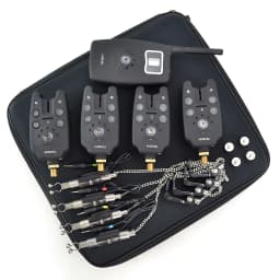 Wireless fishing bite alarm 1+4 set with 4pcs illuminated swinger in EVA case for carp fishing B1203S