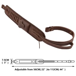 Leather Rifle Shoulder Strap / Gun Recoil Buttstock / Gun Stock Cover With Rife Ammo Holder Sling .357 .30-30 For Righty Hunter