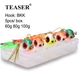 TEASER J29 5pcs 60g 80g 100g Tai Rubber Skirts Hooks Tenya Inchiku Jig Lure Set Sliding Snapper Kabura Jig Head Fishing Bait