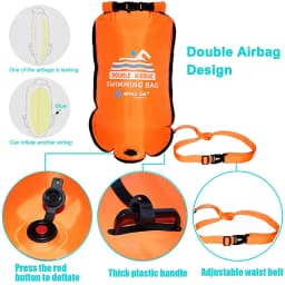 20L Waterproof Inflatable Swimming Dry Bag With Phone Pouch Open Buoy Tow Float Double Air Bags With Waist Belt Water Sport