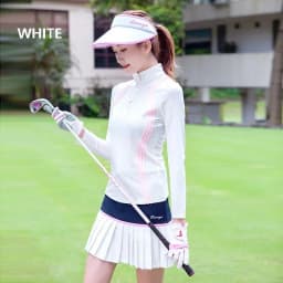 TTYGJ Women Quick Dry Stripe Golf Shirt Ladies Long Sleeve Sunscreen T-shirt Women Stand Collar Golf Tops Autumn Sportswear
