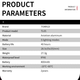 TOWILD TL05 Bicycle Tail Light Intelligent Sensor Braking Mountain Bike USB Charging Road Bike Night Riding Tail Light