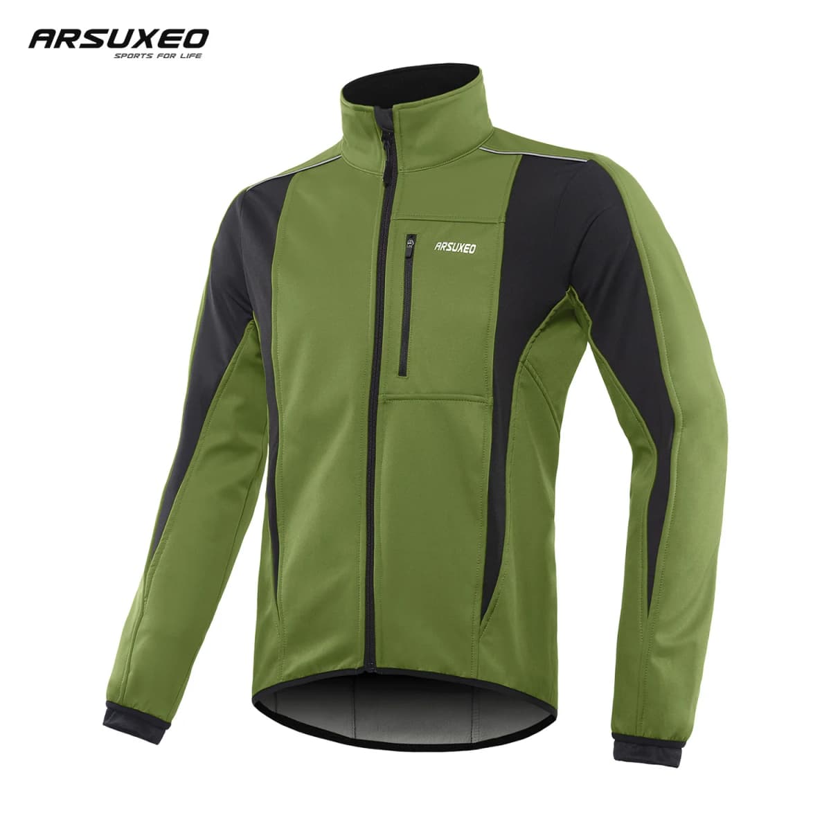 ARSUXEO Men's Cycling Jacket Winter Warm Waterproof Windproof Bicycle Clothing Thermal Fleece Softshell Windbreaker Bike Jacket