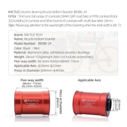 KACTUS Bike Bottom Bracket Ceramic Bearing BB386 Central Movement Fit for Shimano SRAM GXP Cranksets 24mm Crank Bike Parts