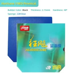 DHS-Hurricane 3 NEO Provincial Table Tennis Rubber, Professional Tacky Ping Pong Rubber, Blue Orange Sponge