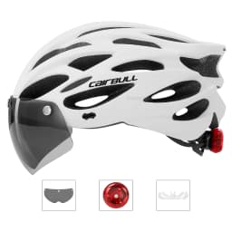 Ultralight Cycling Safety Helmet Outdoor Motorcycle Bicycle Taillight Helmet Removable Lens Visor Mountain Road Bike Helmet