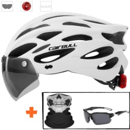 Ultralight Cycling Safety Helmet Outdoor Motorcycle Bicycle Taillight Helmet Removable Lens Visor Mountain Road Bike Helmet