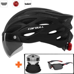 Ultralight Cycling Safety Helmet Outdoor Motorcycle Bicycle Taillight Helmet Removable Lens Visor Mountain Road Bike Helmet