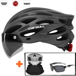 Ultralight Cycling Safety Helmet Outdoor Motorcycle Bicycle Taillight Helmet Removable Lens Visor Mountain Road Bike Helmet