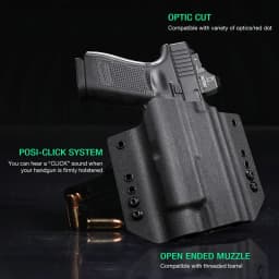 Fit: G17/G19/G44 (GEN 1-5)&G23/G32 (Gen 3-4),with Streamlight TLR1/TLR1S/TLR1 HL,OWB Kydex Holster,Tactical Right hand