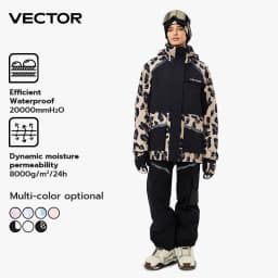 VECTOR Brand Men Women Ski Jacket Winter Warm Windproof Waterproof Ski Suit Outdoor Sports Snowboard Coat Splicing Double Plate