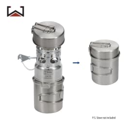 IWALKER Outdoor Camping Stainless Steel Pot Set, G43 Storage Pot, Grilling Pan, Complete Camping Cookware