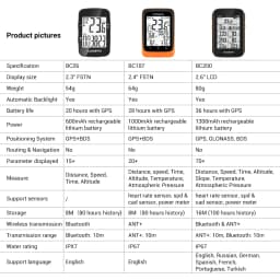 Coospo BC107 Bike Computer GPS Wireless Bicycle Odometer Speedometer 2.4inch Bluetooth5.0 ANT+ Waterproof GPS+BDS Cycle Computer