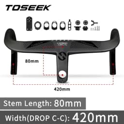 TOSEEK Integrated Handlebar Full Carbon Fiber Road Bike Handlebar 400/420/440mm Ultralight Drop Handle Bar with Bicycle Stem