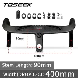 TOSEEK Integrated Handlebar Full Carbon Fiber Road Bike Handlebar 400/420/440mm Ultralight Drop Handle Bar with Bicycle Stem