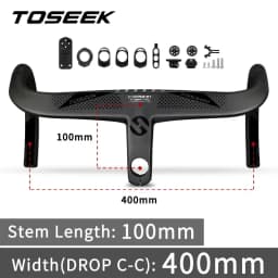 TOSEEK Integrated Handlebar Full Carbon Fiber Road Bike Handlebar 400/420/440mm Ultralight Drop Handle Bar with Bicycle Stem