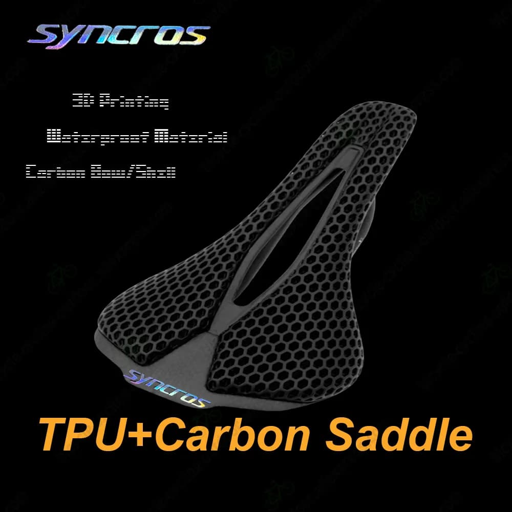 SYNCROS Bicycle Saddle Waterproof Material TPU 3D Printing Comfortable Breathable MTB Road Bike Cycling Seat Carbon Saddle