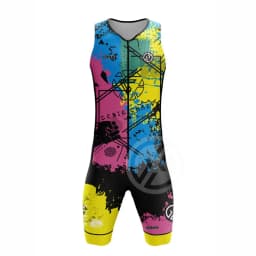 Men's Summer Triathlon Race Suit Sleeveless Tri Suit One-Piece Sportswear Swimming/Running/Cycling Skinsuit Performance Jumpsuit