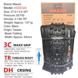 Maxxis ASSEGAI 27.5 29X2.5 Inch Downhill Folding Vacuum Puncture-proof Is Maxxis's Highest Strength Quick Drop Tire