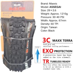 Maxxis ASSEGAI 27.5 29X2.5 Inch Downhill Folding Vacuum Puncture-proof Is Maxxis's Highest Strength Quick Drop Tire