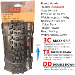 Maxxis ASSEGAI 27.5 29X2.5 Inch Downhill Folding Vacuum Puncture-proof Is Maxxis's Highest Strength Quick Drop Tire