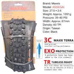 Maxxis ASSEGAI 27.5 29X2.5 Inch Downhill Folding Vacuum Puncture-proof Is Maxxis's Highest Strength Quick Drop Tire