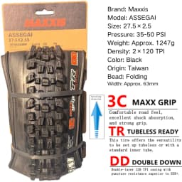 Maxxis ASSEGAI 27.5 29X2.5 Inch Downhill Folding Vacuum Puncture-proof Is Maxxis's Highest Strength Quick Drop Tire