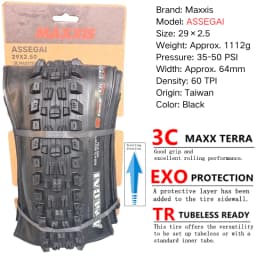 Maxxis ASSEGAI 27.5 29X2.5 Inch Downhill Folding Vacuum Puncture-proof Is Maxxis's Highest Strength Quick Drop Tire