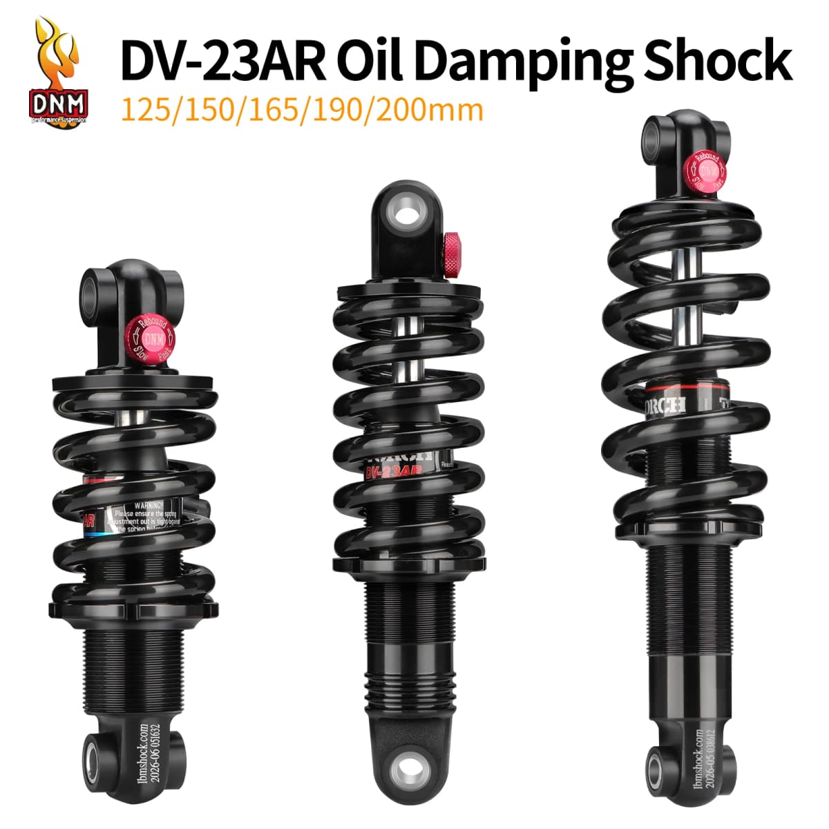 DNM DV-22AR Mountain Bike Spring Shock Absorber 125mm/150mm/165mm/190mm/200mm MTB Bicycle Rear Shock Absorber 450lbs - 1500lbs