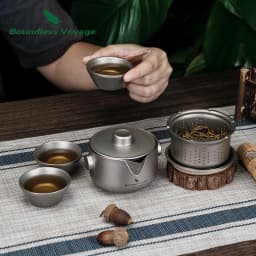 Boundless Voyage Double-Walled Coffee Cup Mug Titanium Tea Maker with Lid & Filter Ultralight Teapot for Camping Hiking Garden