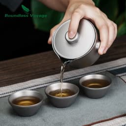 Boundless Voyage Double-Walled Coffee Cup Mug Titanium Tea Maker with Lid & Filter Ultralight Teapot for Camping Hiking Garden