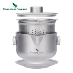 Boundless Voyage Double-Walled Coffee Cup Mug Titanium Tea Maker with Lid & Filter Ultralight Teapot for Camping Hiking Garden