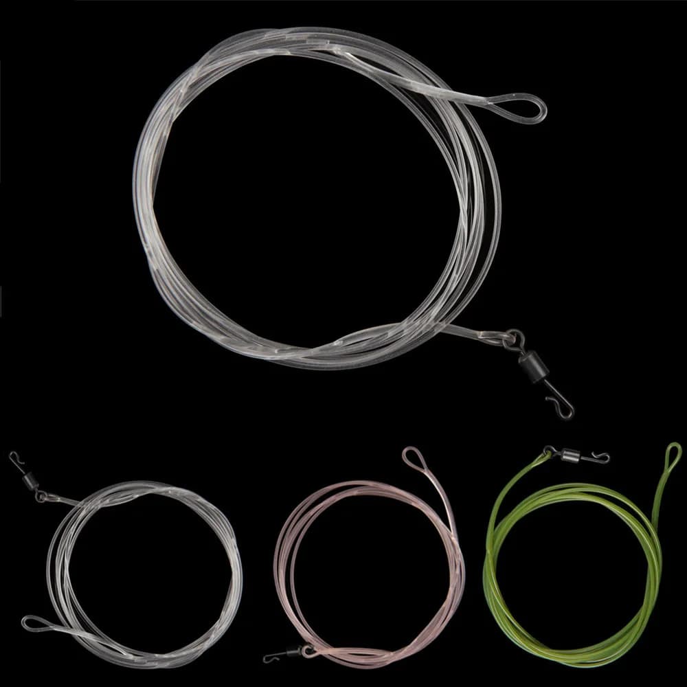 10PCS Fluorocarbon Carp Fishing Leader Line 1M 40LB fishing leading rig with Quick Change Swivel wire leader for fishing tackle