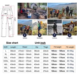 TRVLWEGO Mens Hiking Convertible Pants Waterproof Lightweight Quick Dry Zip Off Fishing Travel Safari Outdoor Cargo Work Trouser