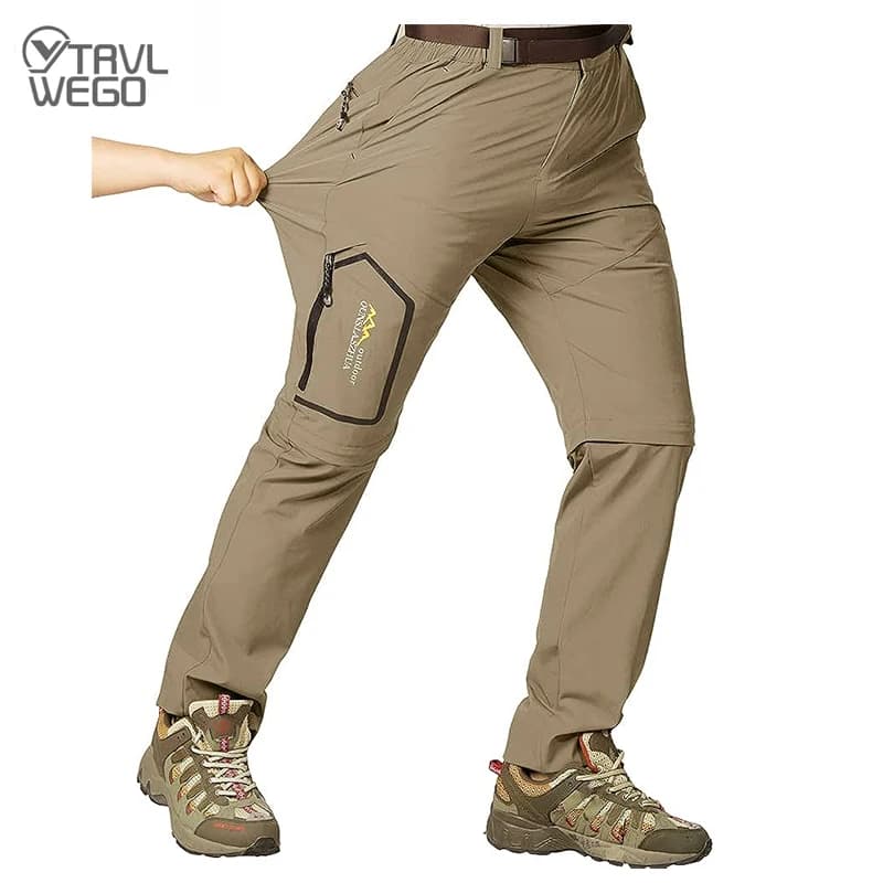 TRVLWEGO Mens Hiking Convertible Pants Waterproof Lightweight Quick Dry Zip Off Fishing Travel Safari Outdoor Cargo Work Trouser