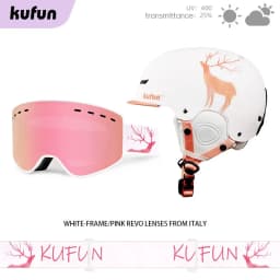 Kufun Ski Helmet Snowboard Winter Sports Cycling Snow Men Women Children Kids Warm Shark Pink Cat Deer White Blue 4-12 Years Old