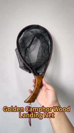 TAKEDO-Fly Fishing Landing Net, Soft Rubber Mesh Trout Net, Cinnamomum Camphora, Wooden Handle Catch and Release Net, TKL003