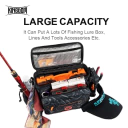 Kingdom Multifunctional Fishing Tackle Bag 44*21*22cm 1000D Nylon Waterproof Large Capacity Outdoor Sport Fishing Shoulder Bag