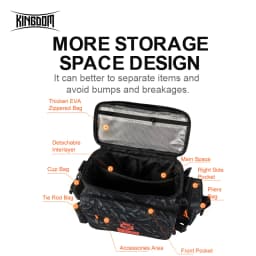 Kingdom Multifunctional Fishing Tackle Bag 44*21*22cm 1000D Nylon Waterproof Large Capacity Outdoor Sport Fishing Shoulder Bag