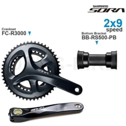SHIMANO SORA R3000 2x9-speed Groupset with FC-R3000 Crankset and BB-RS500 Bottom Bracket shell width 68/70/86mm for Road bike